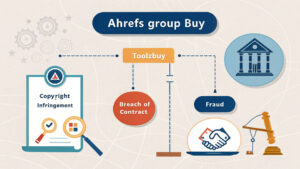 What are the legal risks of using an Ahrefs group buy service like Toolzbuy